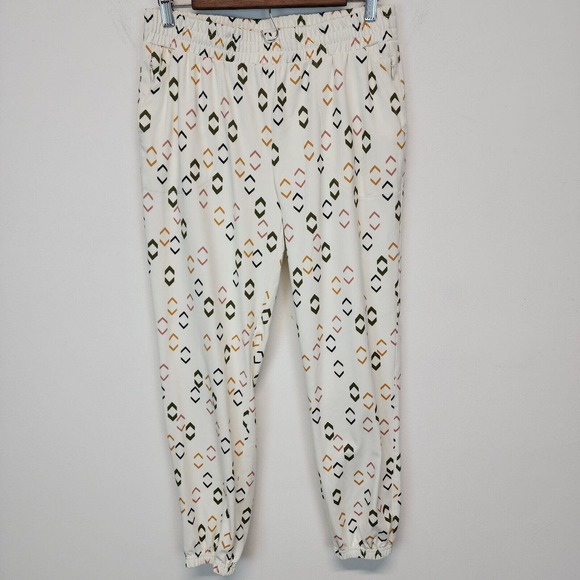 Rachel Zoe Pants - Rachel Zoe Womens Medium Geo Arrow Jogger Pants Cream Stretch Elastic Waist Chic